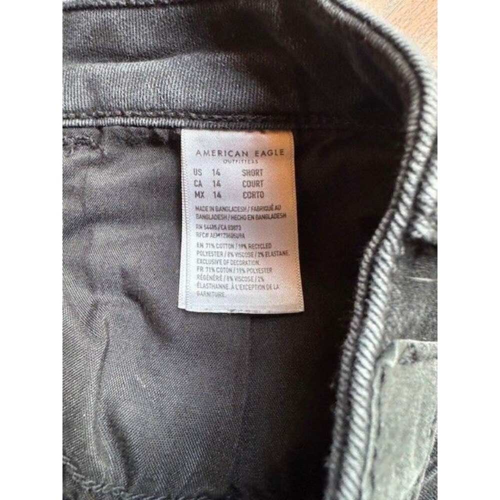 American Eagle Womens 14 SHORT Black Super Hi-Rise Jegging Distressed Denim EUC - Picture 5 of 10